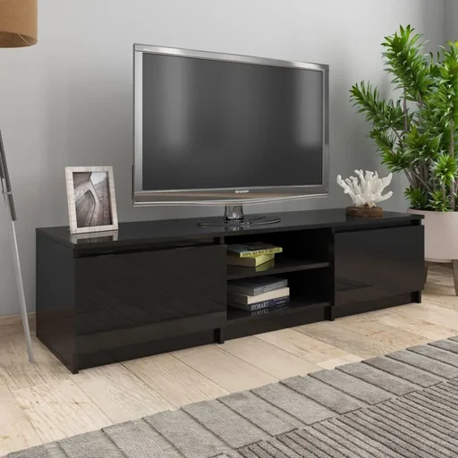 "TV-Schrank 140x40x35,5 cm Spanplatte Hochglanz schwarz image"