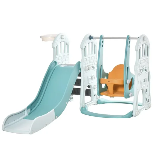 "3 in 1 Kinderrutsche Kinderschaukel Set Spielturm für Kinder 18 bis 48 Monaten Kinder Spielplatz mit Basketballkorb HDPE image"