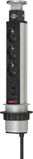 "Tischsteckdosenleiste Tower Power 3-fach, 2 USB Anschlüsse image"