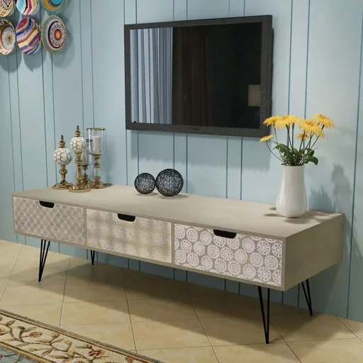 "TV-Schrank mit 3 Schubladen 120x40x36 cm grau image"