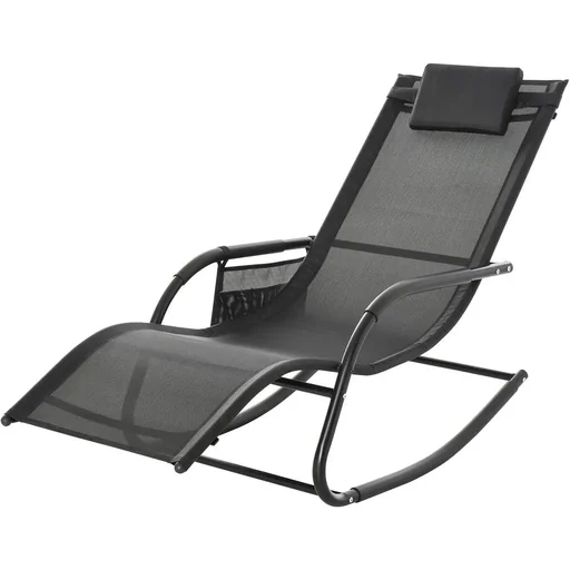 "Schaukelstuhl Schwingsessel Gartenstuh Schaukelliege Metall Mesh Schwarz 150 x 62 x 88 cm image"