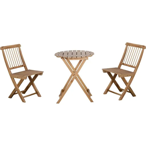 "Bistro-Set 3-tlg. Klappbares Holzgarten-Set Balkon-Bistrotisch mit 2 Stühlen Gartenmöbel natur image"