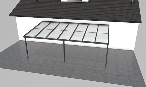 "Terrassendach Premium, anthrazit, 7120 x 4060 mm - Polycarbonat Stegplatten 16 mm, opal image"