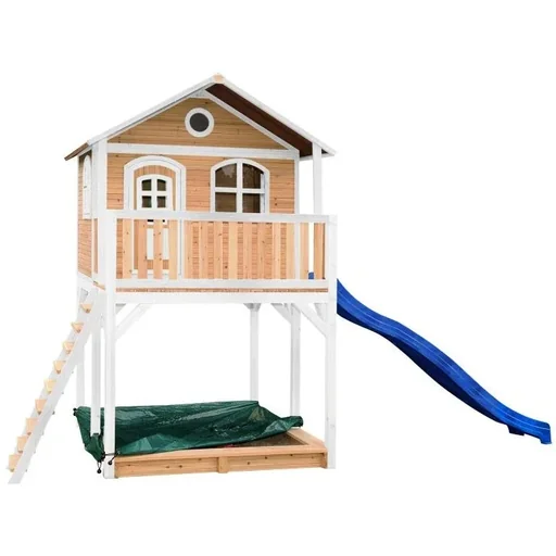 "Andy Spielhaus Braun/Weiß - Blaue Rutsche image"