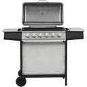 Gasgrill mit 6 Kochstellen aus Edelstahl silber