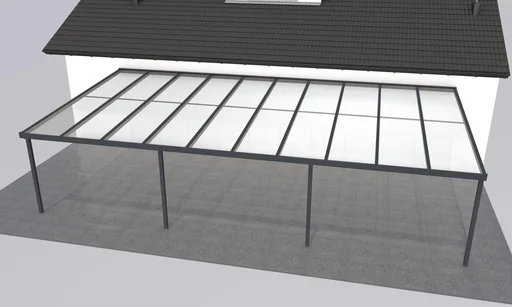 "Terrassendach Premium, anthrazit, 10140 x 5060 mm - Polycarbonat Stegplatten 16 mm, opal image"