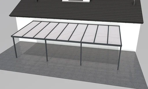 "Terrassendach Premium, anthrazit, 9135 x 4060 mm - Polycarbonat Stegplatten 16 mm, weiß gestreift image"