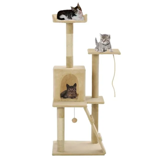 "Katzenkratzbaum mit Sisalpfosten 120 cm beige image"