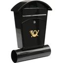 Briefkasten mit Zeitungsspender und 2 Tasten - schwarz - 480x280x80 mm