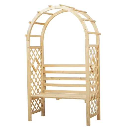 "Rosenbogen mit Bank Gartenpergola Sitzbank Rosenbank Laubenbank Philosophenbank Rankgitter Rankhilfe Gartenbank Massivho image"