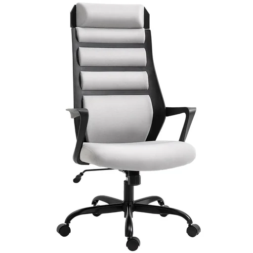 "Bürostuhl Ergonomischer Drehstuhl mit Wippenfunktion Armlehne höhenverstellbar Kunstleinen Stahl Grau+Schwarz 60 x 64 x image"