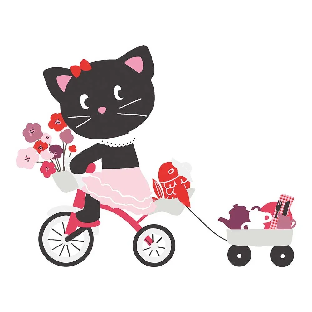 "Lilipinso Wandsticker XL Katzenmädchen mit Fahrrad image"