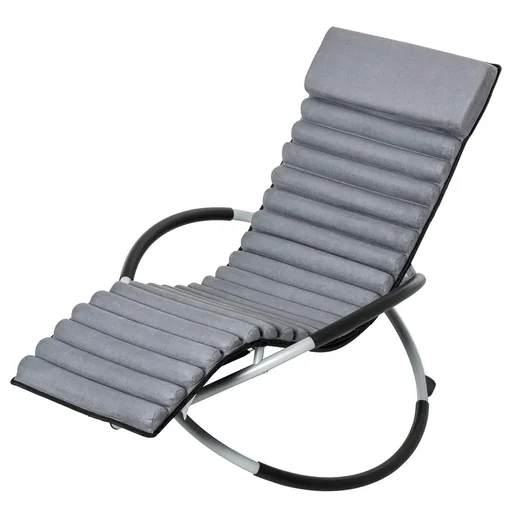 "Schaukelstuhl ergonomischer 2 In 1 Schwingsessel Gartenstuh Schaukelliege Metall Texteline kugelförmig Dunkelgrau 150 x image"