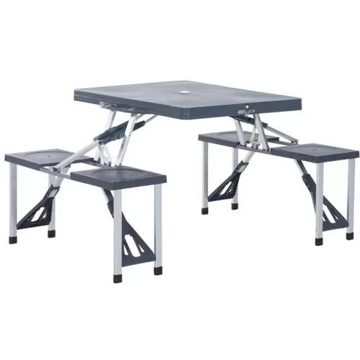 "Campingtisch Alu Klappbar Schwarz 4 Personen image"