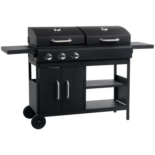 "Gas-/Holzkohlegrill mit 3 Brennern image"