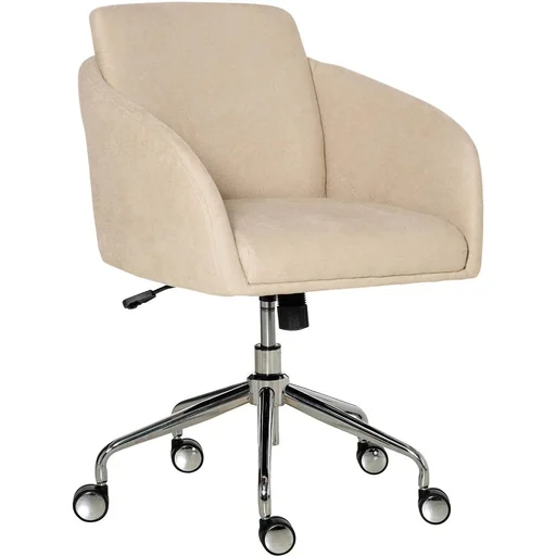 "Bürostuhl mittelhoch Schreibtischstuhl Drehstuhl ergonomischer Computerstuhl höhenverstellbar Smat-Touch Metall Beige 64 image"