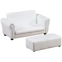 Kindersessel mit Fußhocker, Kindercouch mit Hocker, Kindersofa, Sofa Sessel, Weiß