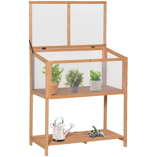 "Gewächshaus aus Massivholz mit Polycarbonatplatten Orange image"