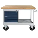 Tischwagen Etagenwagen RAL7035/7016 - 4 Schubladen, 1 Ablage, B1300xT600xH827mm