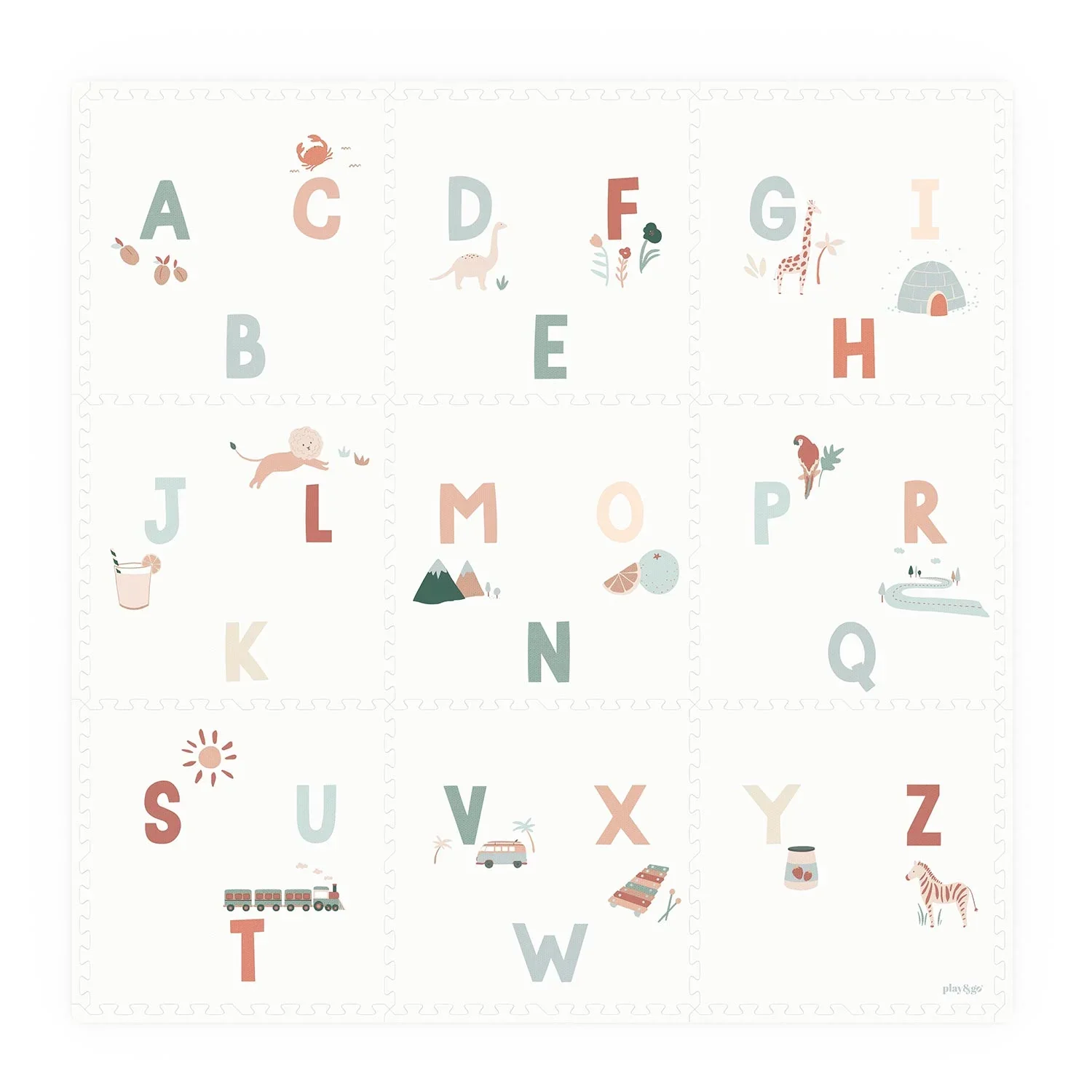 "Play&Go Kinderteppich, Puzzlematte, Puzzleteppich - Alphabet/Terrazzo EVA image"
