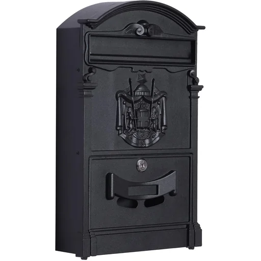 Postkasten mit Schutzklappe aus Aluminium in Schwarz