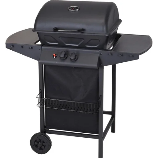 "Vargan Gasgrill mit Piezo - 2 Brenner - Grillfläche 48,5 x 37,5 cm - Edelstahl - schwarz image"
