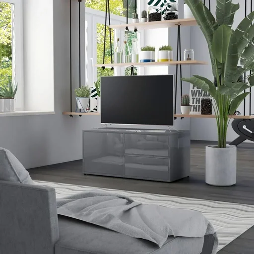 "TV-Schrank 80x34x36 cm Spanplatte hochglänzend grau image"