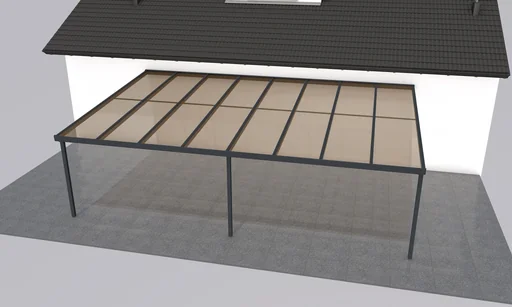 "Terrassendach Premium, anthrazit, 8125 x 5060 mm - Polycarbonat Stegplatten 16 mm, bronze image"