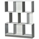 Bücherregal Standregal Büroregal Aktenregal für Büro Wohnzimmer Arbeitszimmer Spanplatte Grau+Weiß 100 x 24 x 124 cm