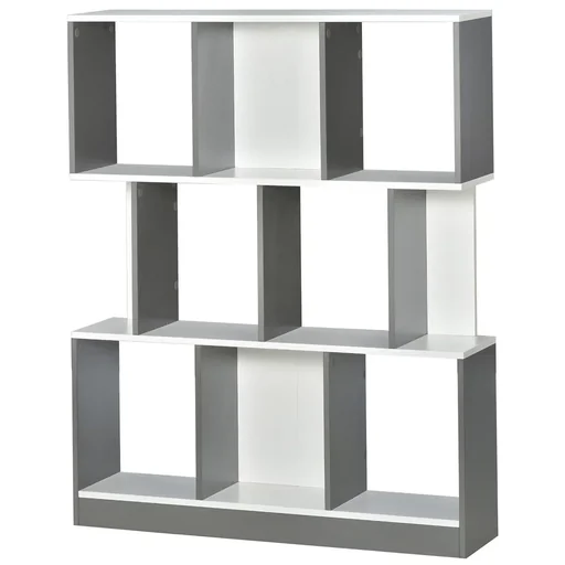 "Bücherregal Standregal Büroregal Aktenregal für Büro Wohnzimmer Arbeitszimmer Spanplatte Grau+Weiß 100 x 24 x 124 cm image"