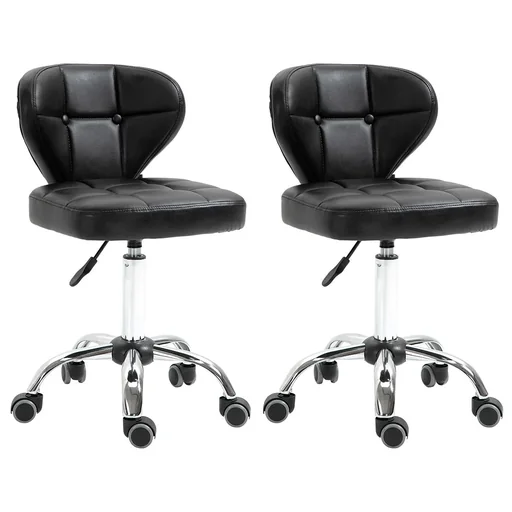"2er-Set Arbeitshocker mit Rückenlehne 72-87 cm höhenverstellbar Büro Dunkelgrau 45 x 47 x 72-87 cm image"