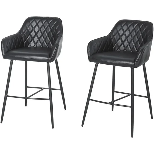 "Barhocker 2er-Set mit Fußstütze und Rückenlehne Schwarz image"