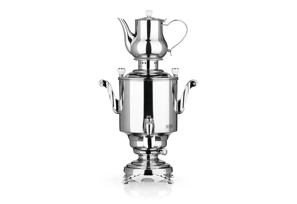 "Samowar mit Teekocher, Russischer Teekessel Elektrisch - Romanov III, mit Dispenser, Edelstahl, 5L image"