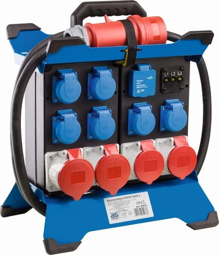 "Stromverteiler Stecky DUO 3, 6x Schutzkontakt, 2x CEE400V16A, 2x CEE400V32A, 2x USB, Phasenanzeige, FI40A, 3,4m image"