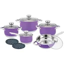 Herenthal - Komplettes 12-teiliges Kochgeschirr-Set - Edelstahl - Lila