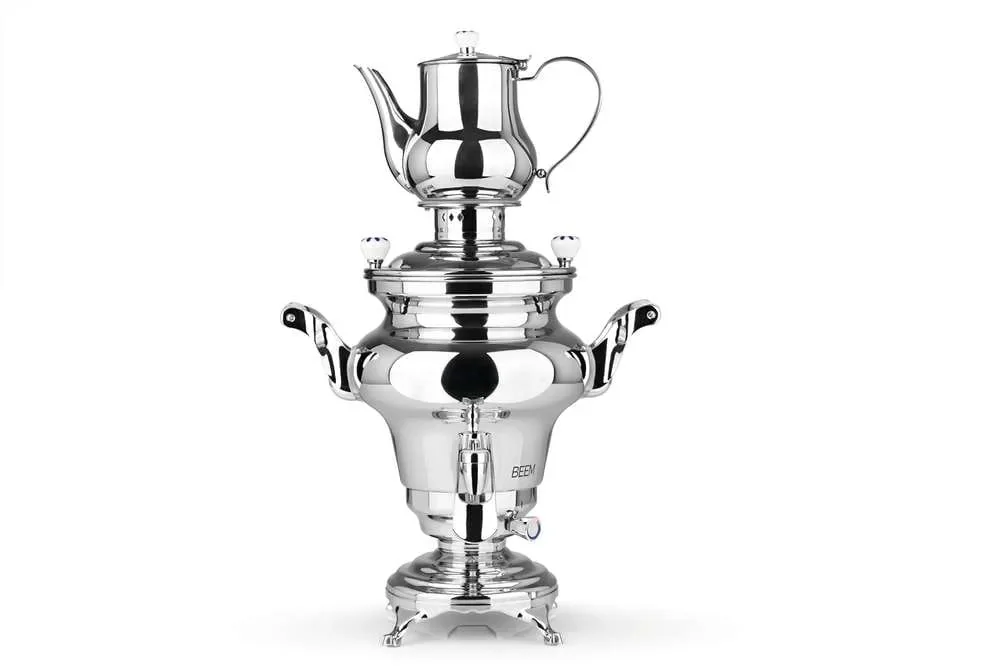 "Samowar mit Teekocher, Russischer Teekessel Elektrisch - Rebecca III, mit Dispenser, Edelstahl, 5L image"
