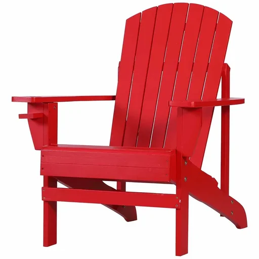 "Adirondack-Gartenstuhl mit Becherhalter Gartenliege Balkonstuhl Massivholz Rot 97 x 72,5 x 93 cm image"