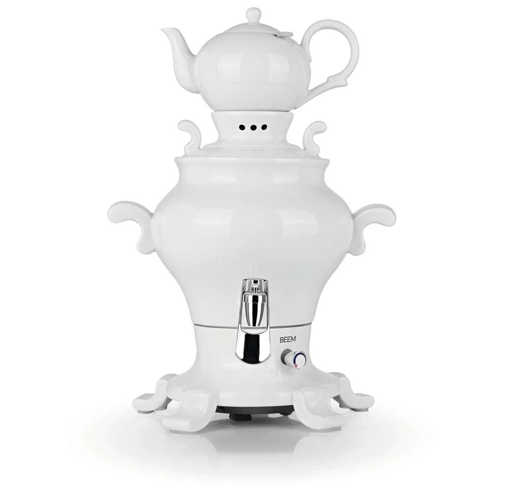 "Samowar mit Teekocher, Russischer Teekessel Elektrisch - Odette Blance, mit Dispenser, Porzellan, 5L image"