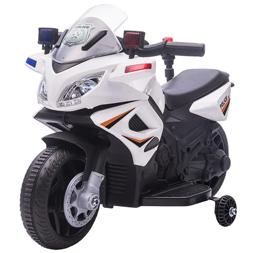 "Kinder Polizei Elektromotorrad Polizeimotorrad Elektroauto Kinderwagen für 18 bis 36 Monaten mit 2 Scheinwerfer Polizeil image"