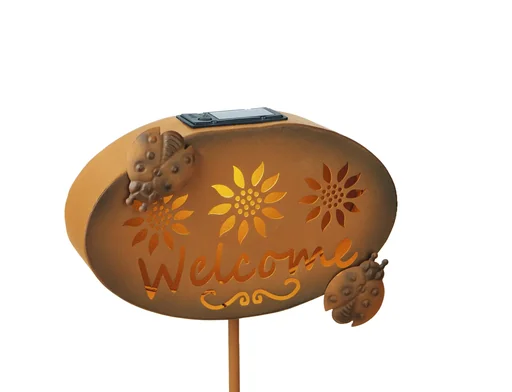 "Solar Willkommensschild "Welcome" mit LED Licht image"