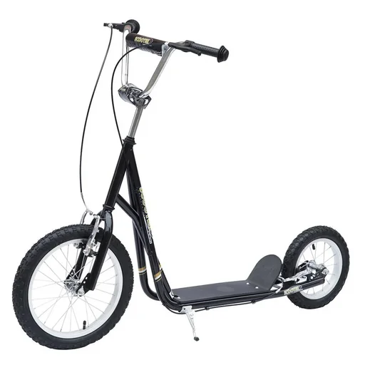"Kinderroller Scooter Tretroller Cityroller Kinder Roller Kickboard ab funf Jahren 16/12 Zoll Schwarz 135 x 58 x 92-100 c image"