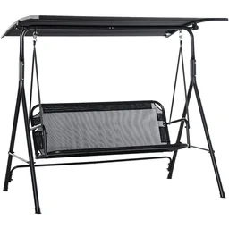 3- Sitzer Hollywoodschaukel mit Sonnendach schwarz