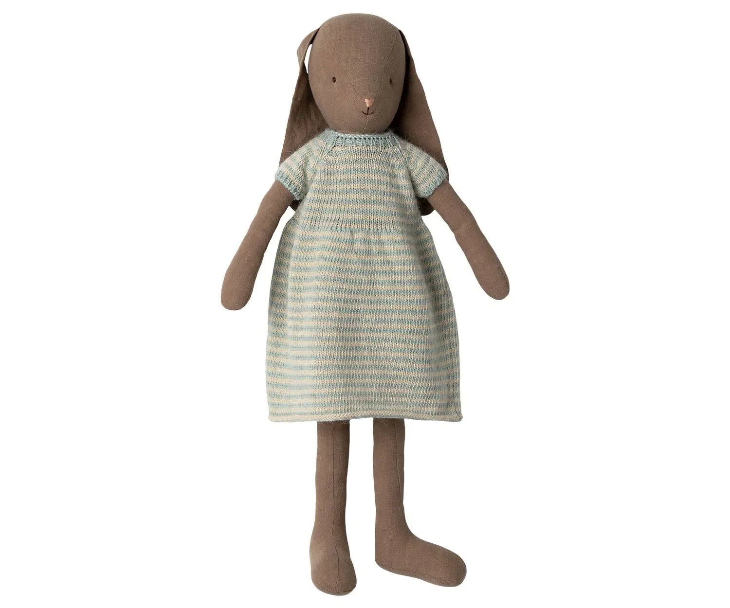 "Maileg Kinderspielzeug, Kinderpuppe - Hase Größe 4, Braun - Strickkleid image"