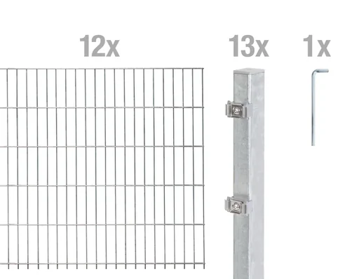 "Doppelstabmattenzaun Komplettset, feuerverzinkt, Höhe 120 cm, Länge 24 m image"