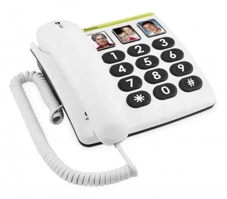 "Schnurgebundenes Großtastentelefon PhoneEasy 331ph weiß, mit optischer Anrufsignalisierung, 3 Direktwahl-Fototasten image"