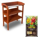 Garten Blumentisch für Pflanzen - mit Zinkplatte - 92x76x37 cm inklusive GRATIS Compo Sana 10L Blumenerde