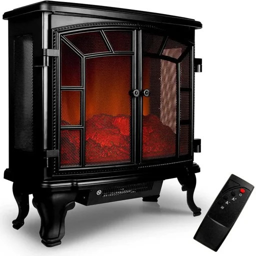 "Elektrischer Kamin mit doppelter Tür mit Ventilator und Kamineffekt image"