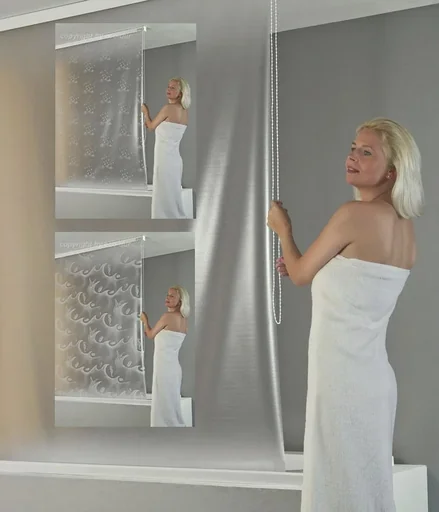 Kassetten Duschrollo Ocean weiß, Mittelzug, 134 cm