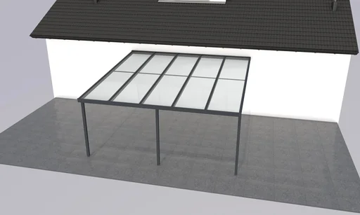 "Terrassendach Premium, anthrazit, 5100 x 5060 mm - Acryl Stegplatten 16mm, klar image"