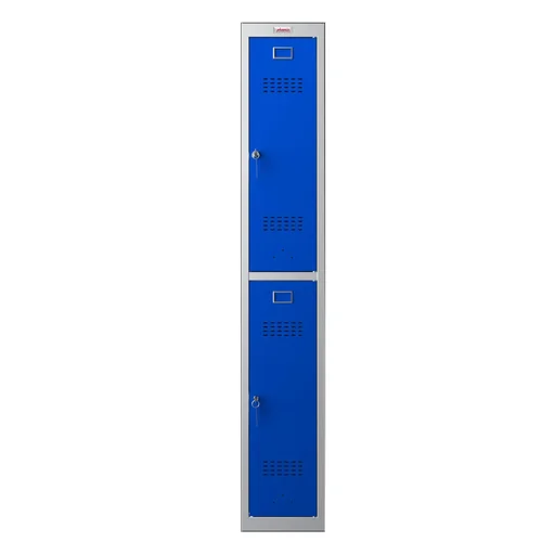 "Schließfach-Spind PL-Serie - 2 Türen mit Schlüsselschlössern, grau-blau image"